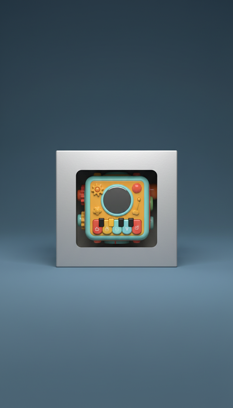 Musical activity cube with light-up buttons